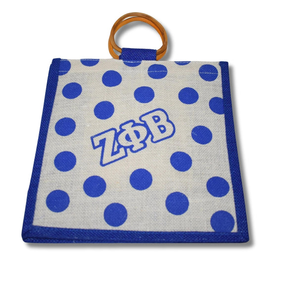 Zeta Phi Beta Polka Dot Jute Bag