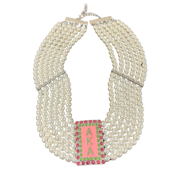 AKA Pearl and Rhinestone Chocker Necklace